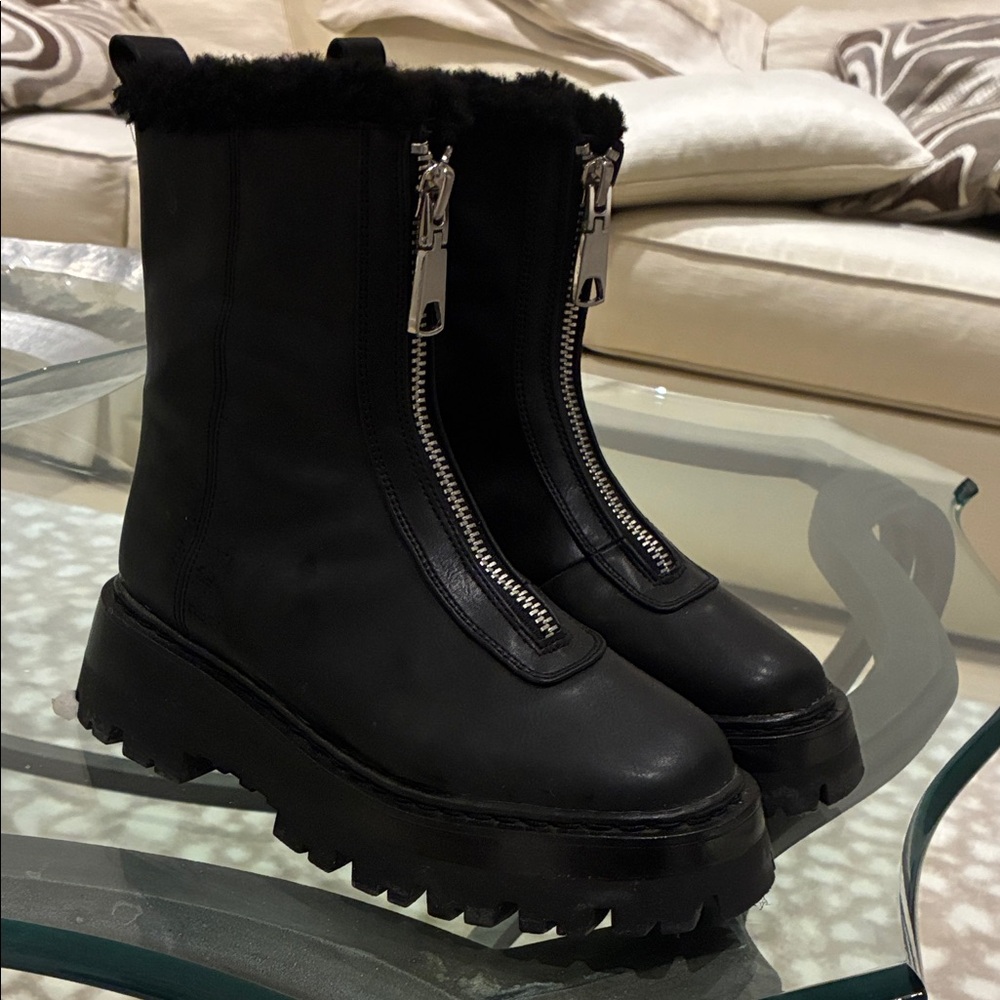 H and m Black chunky Women's Boots - Picture 2 of 8